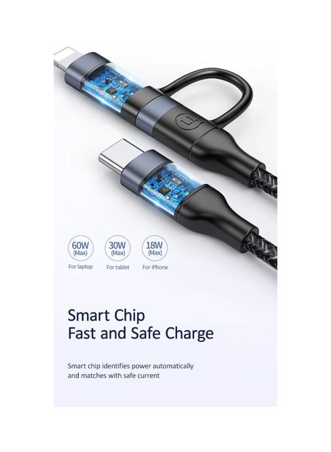 Usams 2-in-1 USB Type-C Cable Black - Image 2