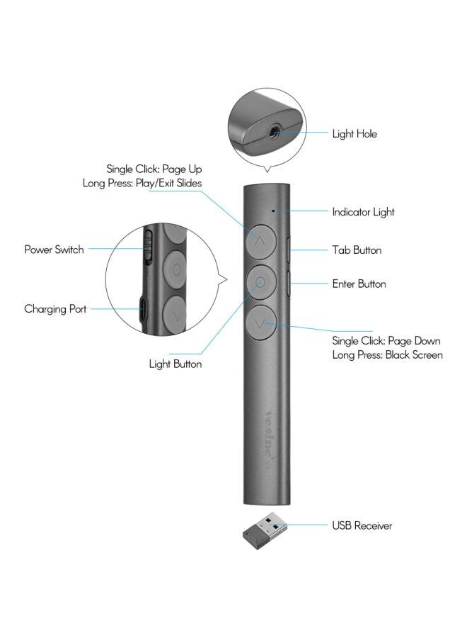 Vesine - Wireless Presenter With USB Receiver Grey - Image 1