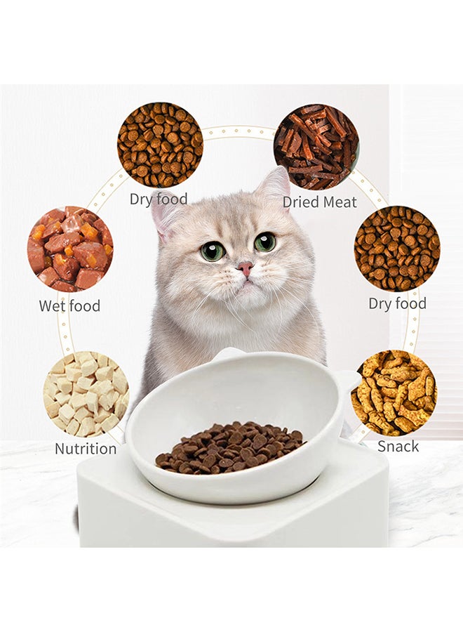 Adjustable Raised Non-Slip Pet Bowl White 13centimeter - Image 2