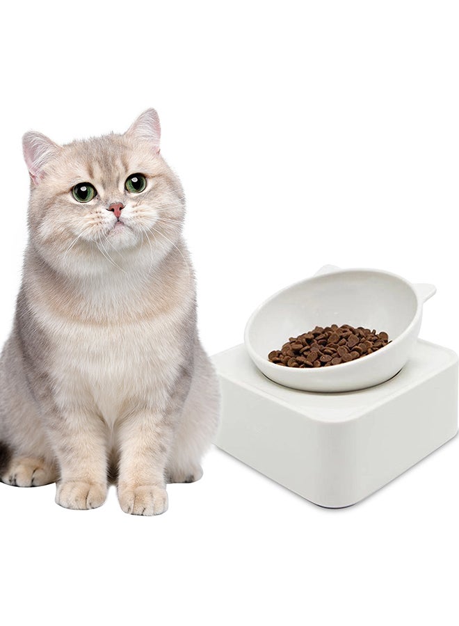 Adjustable Raised Non-Slip Pet Bowl White 13centimeter - Image 5