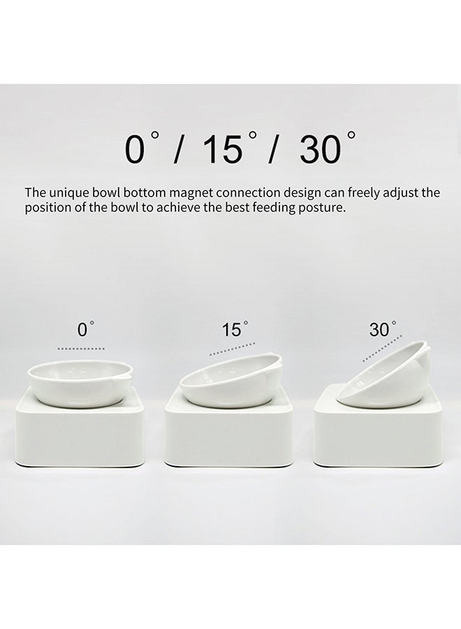 Adjustable Raised Non-Slip Pet Bowl White 13centimeter - Image 3