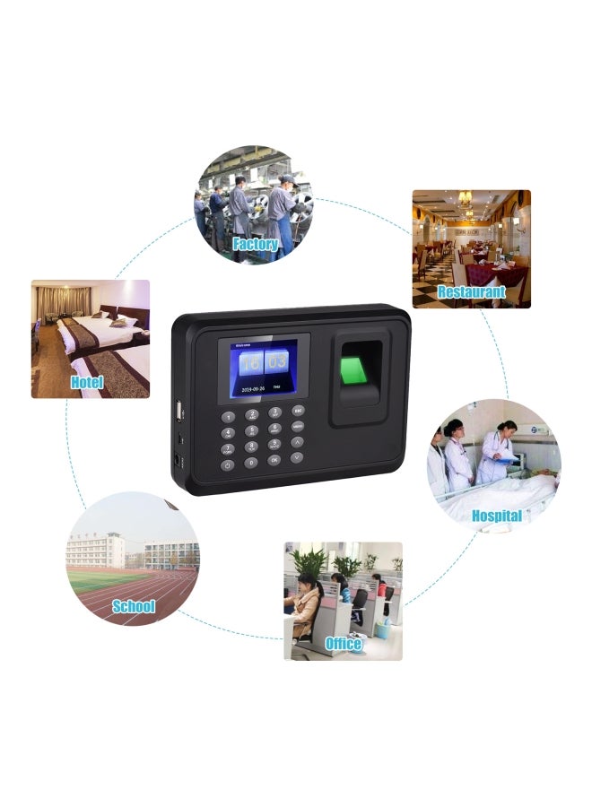 Generic - Biometric Time Attendance Machine Black/Blue/Grey - Image 1