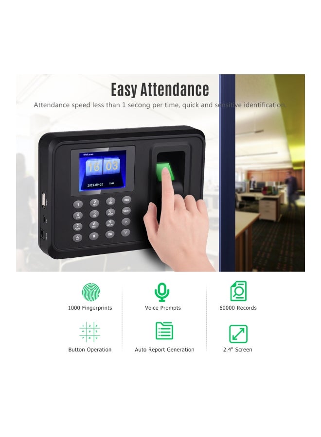 Generic - Biometric Time Attendance Machine Black/Blue/Grey - Image 1