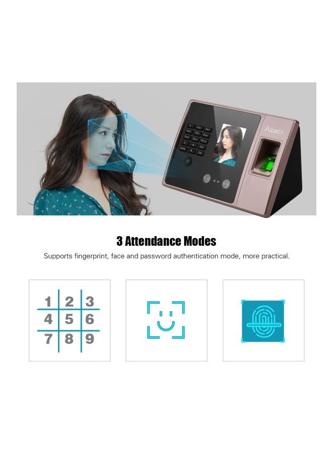 Aibecy - Fingerprint Attendance Biometric Machine Rose Red - Image 1