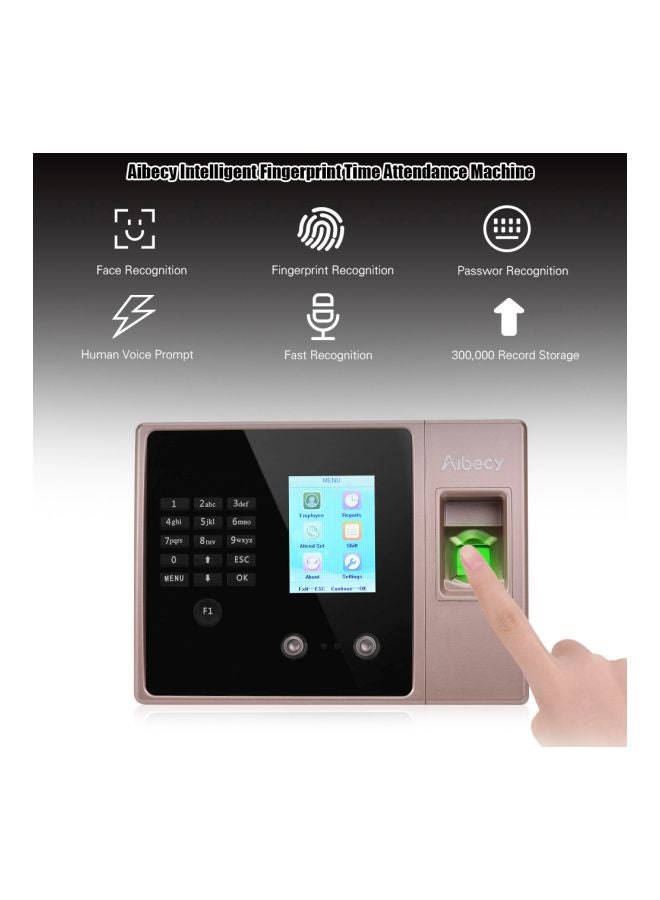 Aibecy - Fingerprint Attendance Biometric Machine Rose Red - Image 1