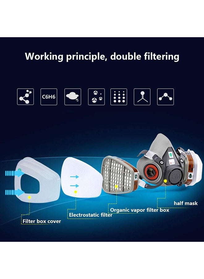 3M - 6300 Half Face Piece Mask With Filter Grey - Image 1