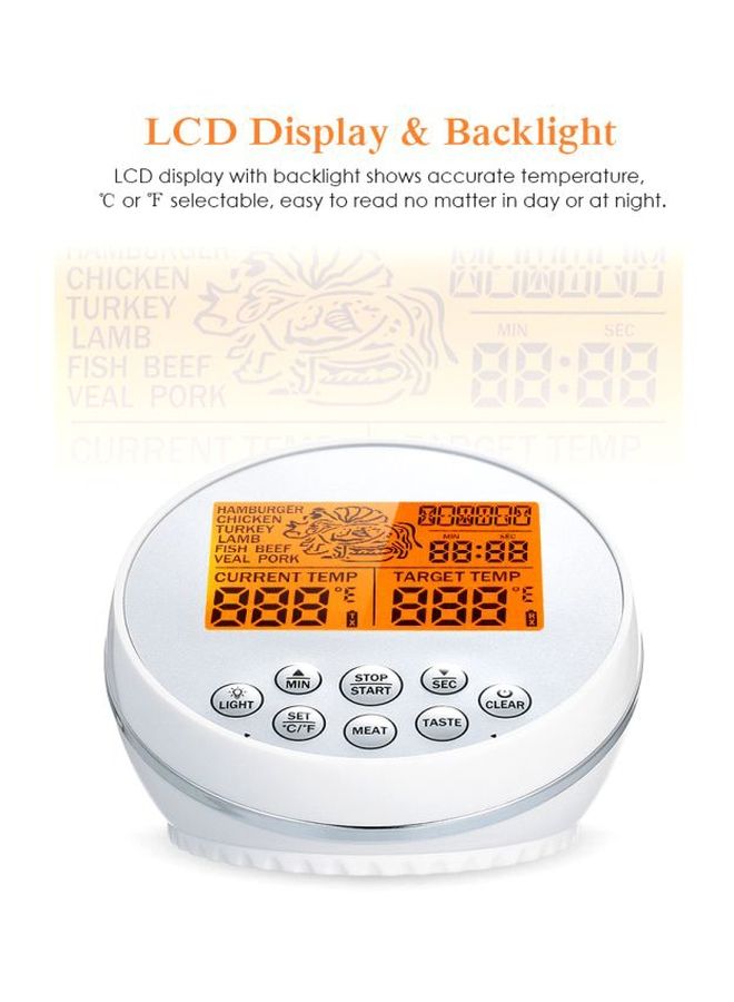 مقياس حرارة لحوم الشواء اللاسلكي  مع مسبارين رمادي / أبيض 28.5x8x18.5سم - Image 2