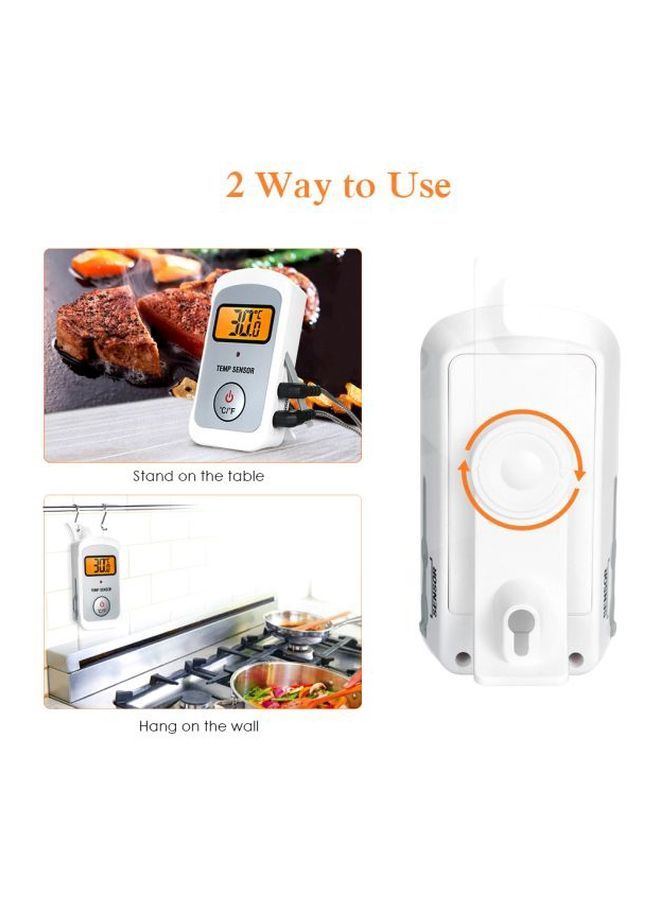 مقياس حرارة لحوم الشواء اللاسلكي  مع مسبارين رمادي / أبيض 28.5x8x18.5سم - Image 3