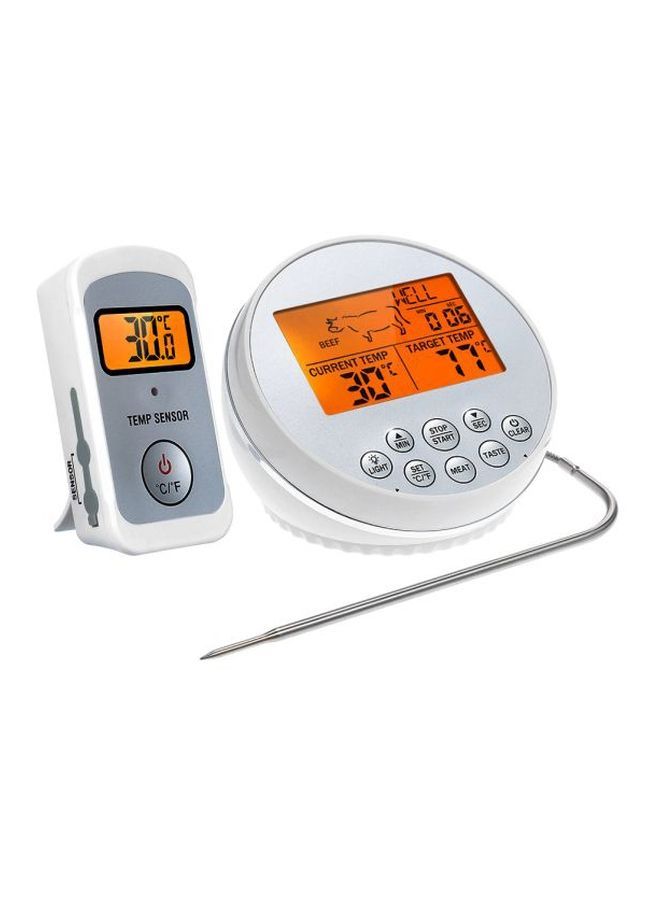 مقياس حرارة لحوم الشواء اللاسلكي  مع مسبارين رمادي / أبيض 28.5x8x18.5سم - Image 1