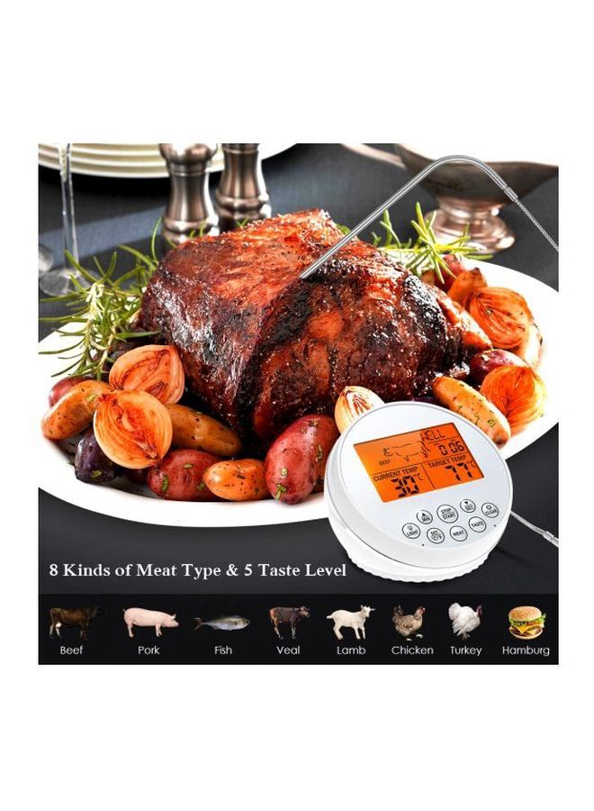 مقياس حرارة لحوم الشواء اللاسلكي  مع مسبارين رمادي / أبيض 28.5x8x18.5سم - Image 4