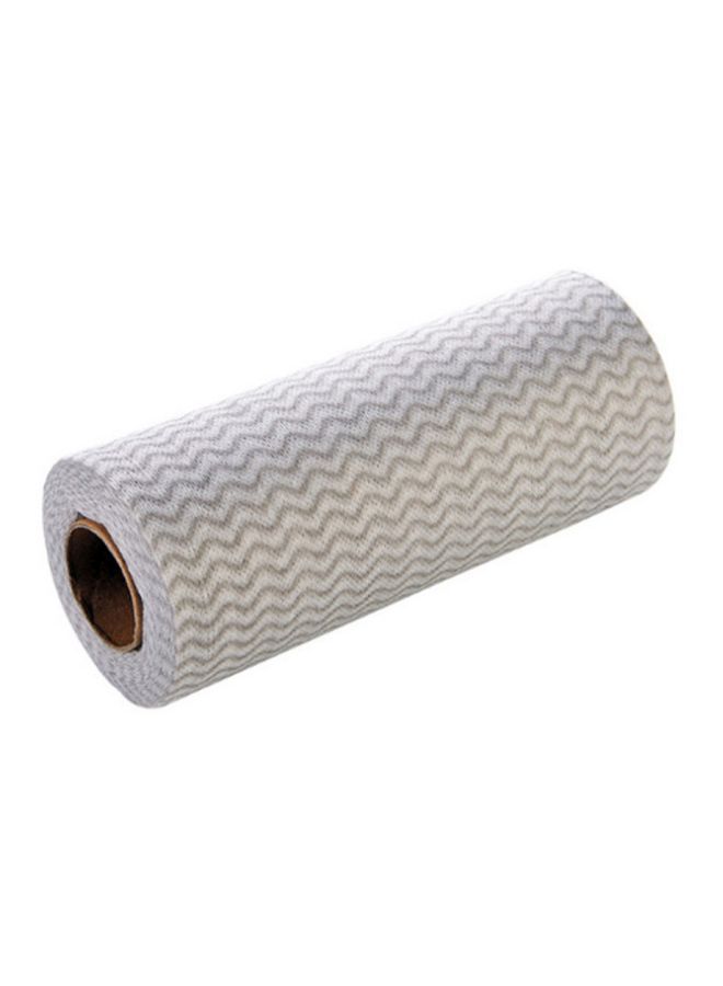رول قماش تنظيف المطبخ للاستخدام مرة واحدة مكونة من 50 قطعة أبيض/رمادي 31x19.5سم  - Image 1