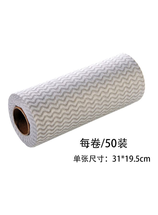 رول قماش تنظيف المطبخ للاستخدام مرة واحدة مكونة من 50 قطعة أبيض/رمادي 31x19.5سم  - Image 2