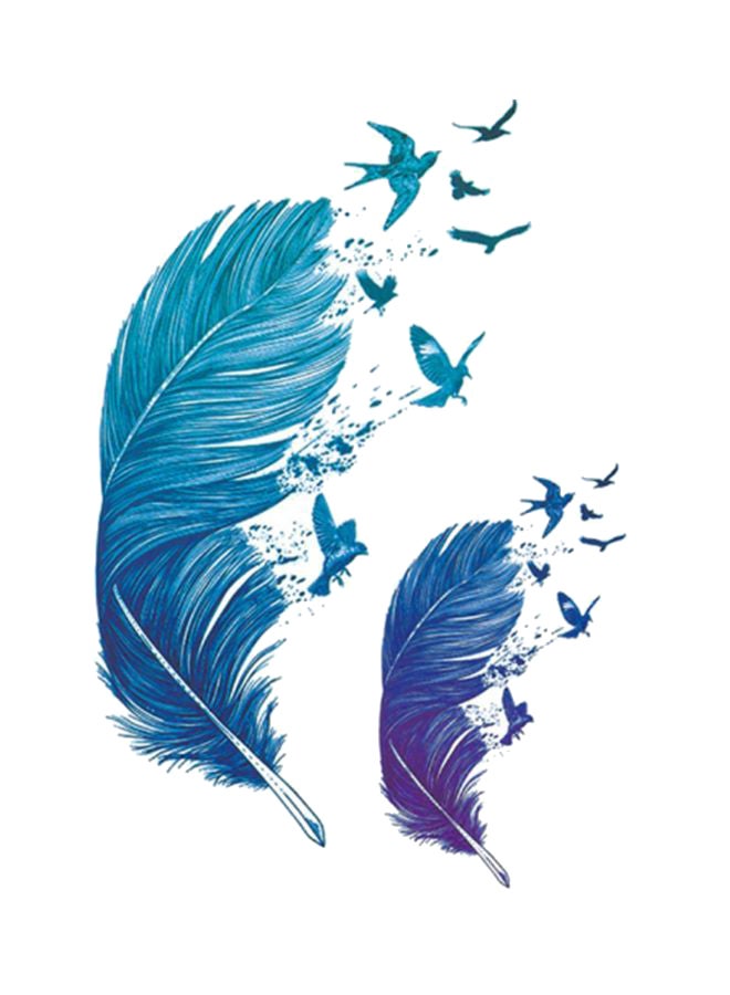 تاتو مؤقت وينشينتي بتصميم ريش أزرق