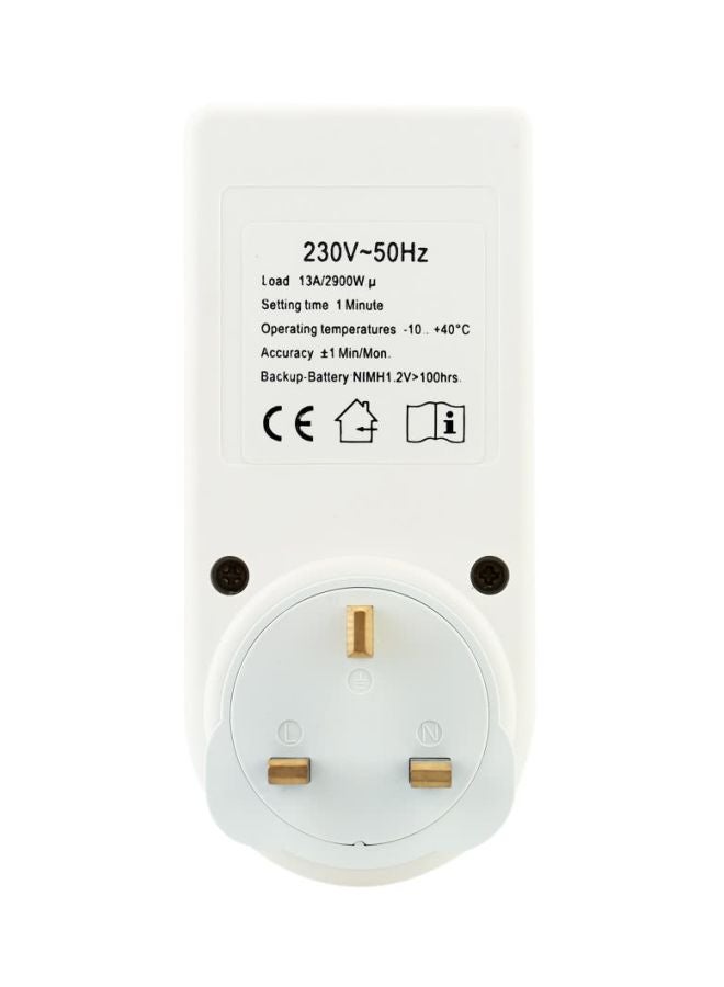 Digital Plug-In Timer White/Grey 14.5cm  - Image 2