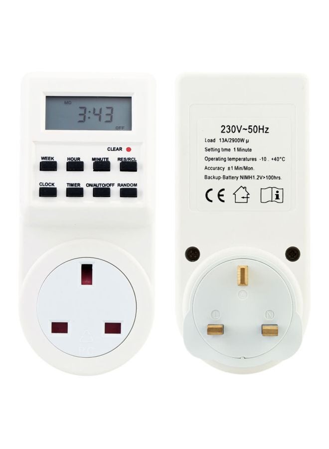 Digital Plug-In Timer White/Grey 14.5cm  - Image 3
