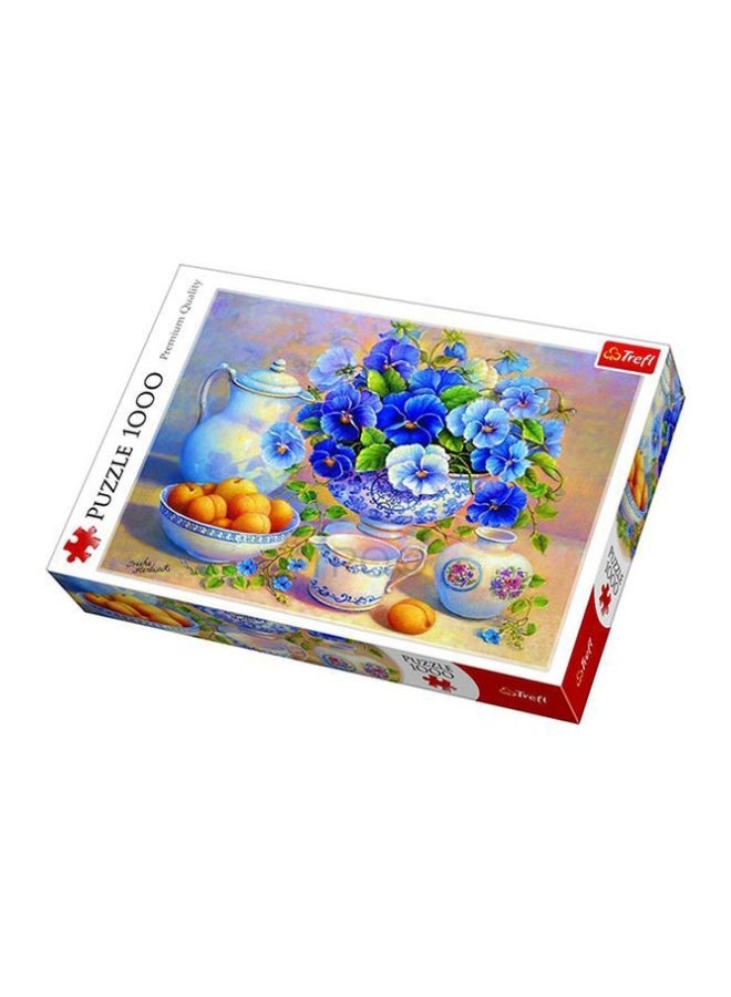 تريفل أحجية تركيب الصور المقطعة بتصميم باقة من الزهور الزرقاء من 1000 قطعة 68 x 48سم