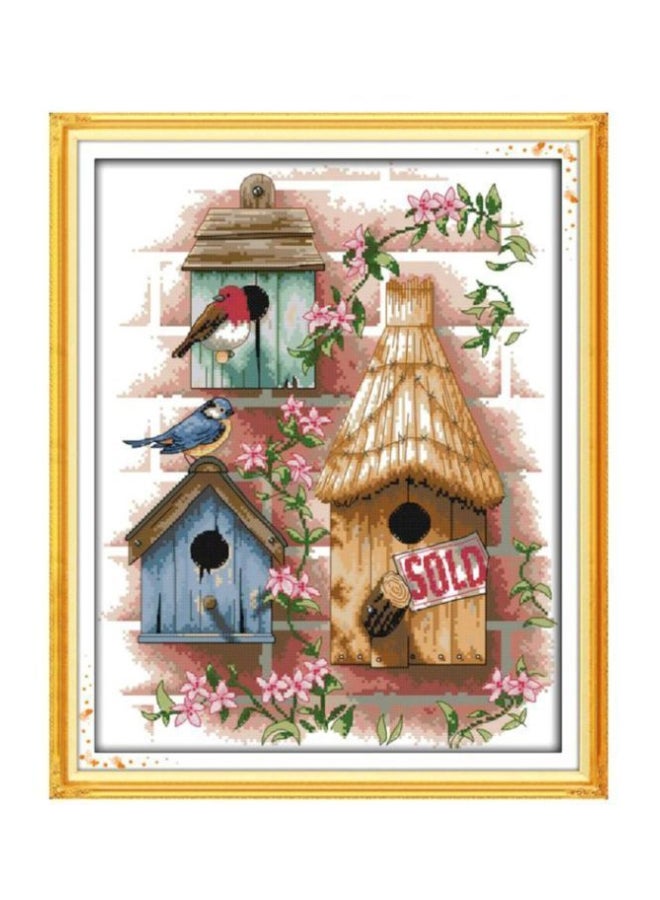 40-Piece Qiangtie Cross Stitch Embroidery Set Brown/Blue/Red - Image 1
