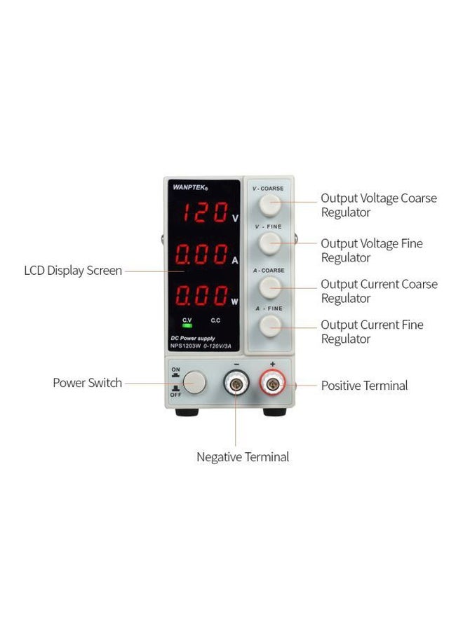 4-Piece 3-Digit Display LED Power Supply Set White/Black