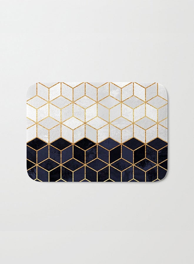 Geometric Pattern Non-Slip Doormat Black/White/Gold 40 x 60cm 