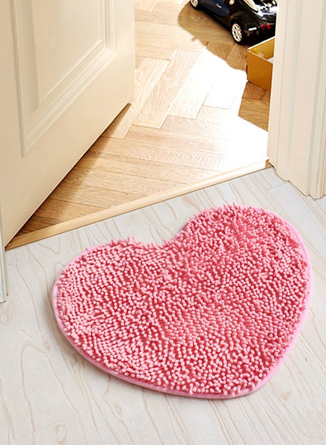 Generic Heart Shaped Anti-Skid Doormat Pink 40 x 50cm 
