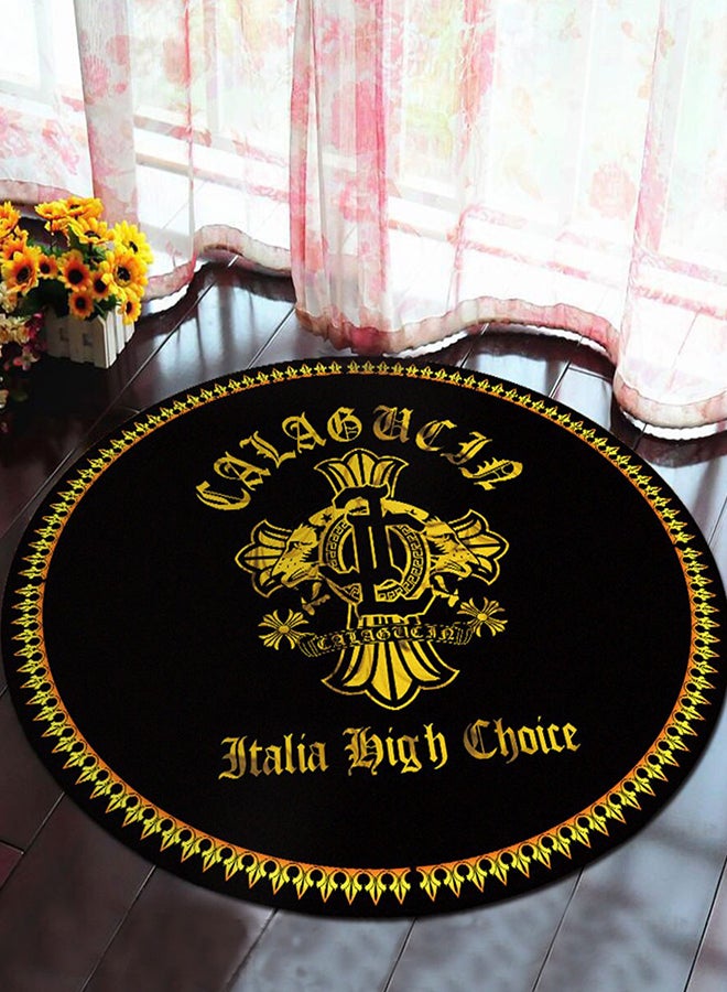 Calabria Word Printed Anti-Slip Floor Mat Black/Yellow 80 x 80cm