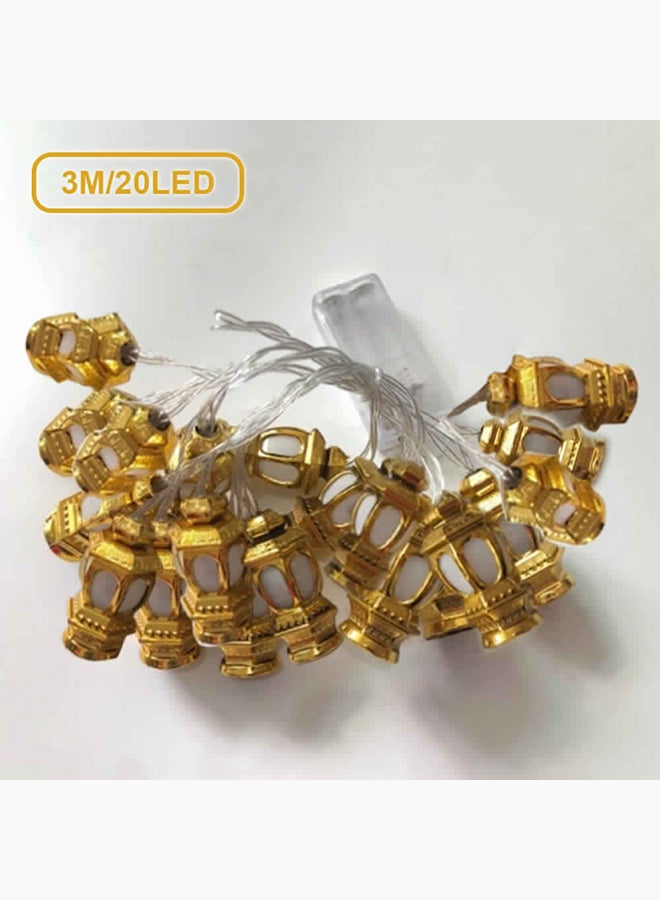 سلسلة مصابيح LED على شكل فانوس رمضان ذهبي / شفاف 3 متر - Image 2