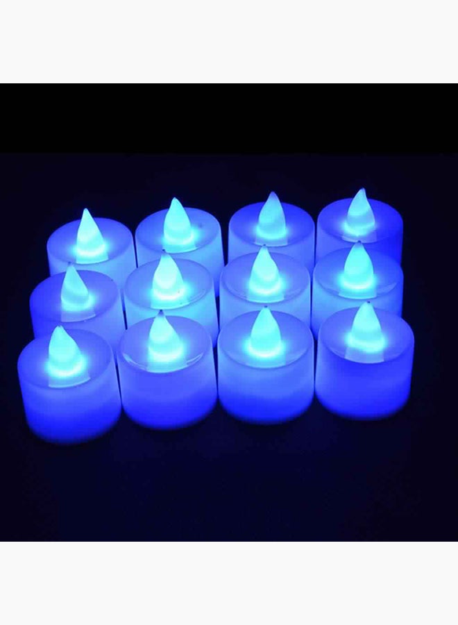 طقم شموع تي لايت LED بدون لهب مكون من 12 قطعة أزرق 25 x 17سم - Image 2