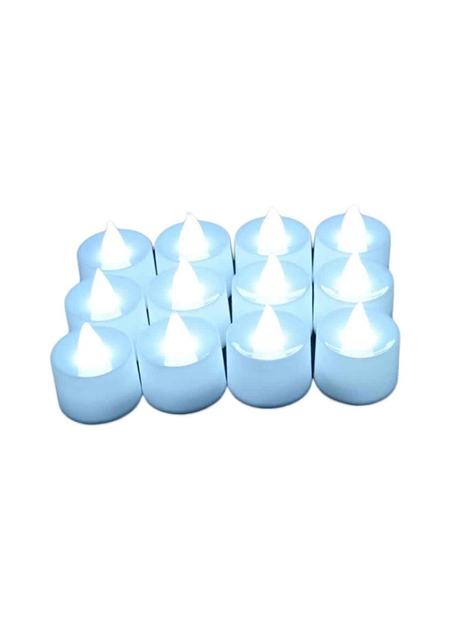 طقم شموع تي لايت LED بدون لهب مكون من 12 قطعة أزرق فاتح 25 x 17سم - Image 1