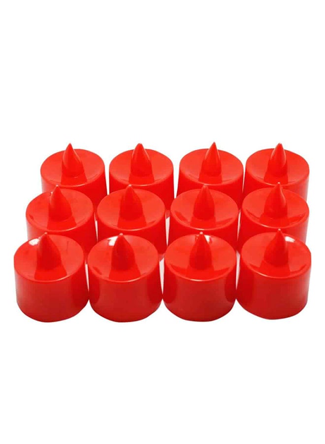 12-Piece LED Flameless Tea Light Candle Set Red 25 x 17cm  - Image 1
