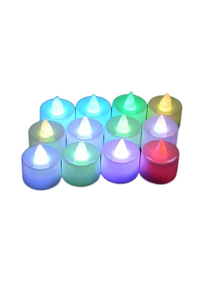 12-Piece LED Flameless Tea Light Candle Set Multicolour 25 x 17cm - Image 1