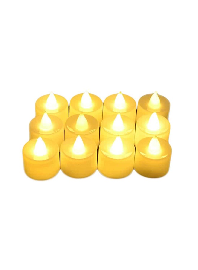 12-Piece LED Flameless Tea Light Candle Set Gold 25 x 17cm - Image 1