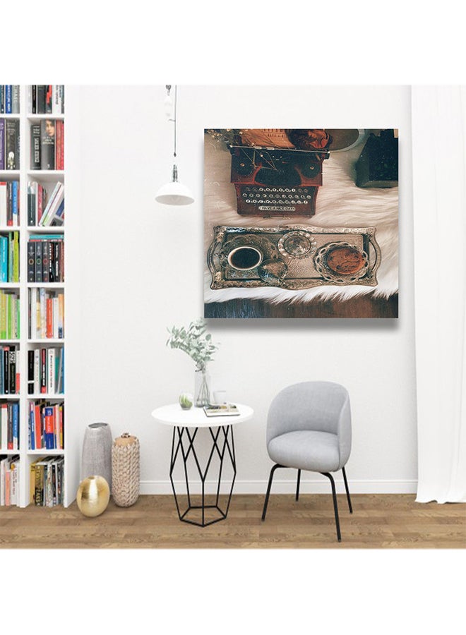 Old Printing Machine Wall Art Painting Multicolour 30 x 30cm 