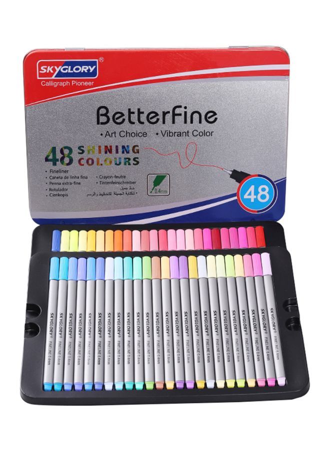 SKYGLORY - 48-Piece Fineliner Marker Pen Set Blue/Green/Yellow - Image 1