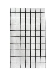 مفرش طاولة بنقشة مربعات أبيض/ أسود 137x90سم