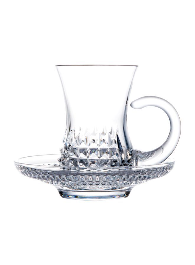 2-Piece Diamond Tea Cup With Saucer Clear 108x87mm
