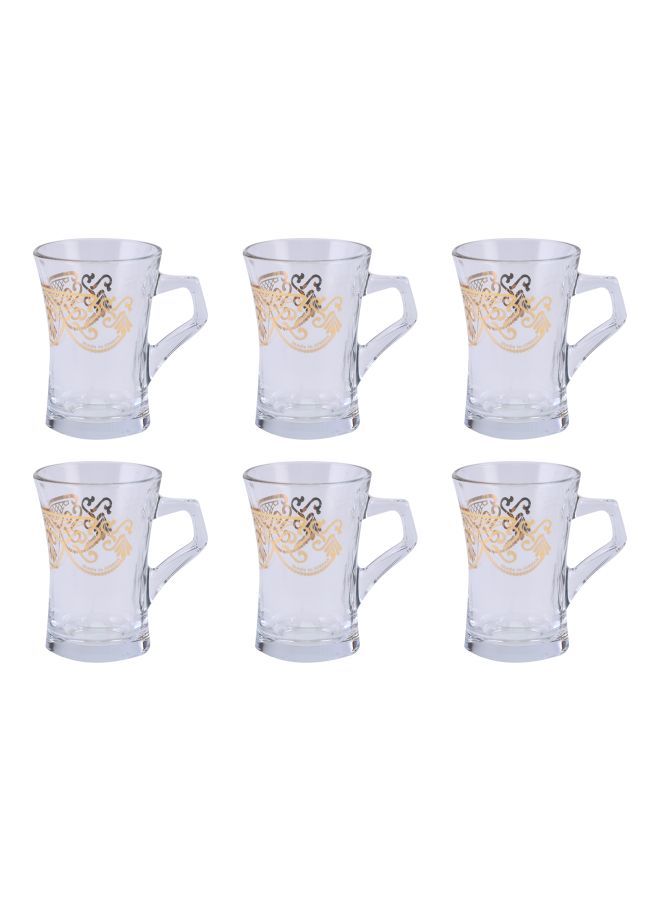 Dimlaj 6-Piece Glimmer Tea Cup Set Clear/Gold 280ml