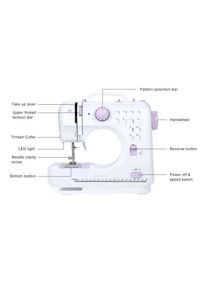 ANSELF Portable Electric Sewing Machine H18510US White/Purple  - Image 5