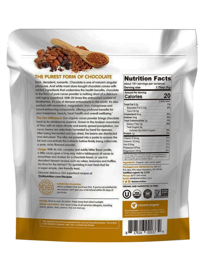 Zint Raw Organic Cacao Powder 907grams  - Image 2