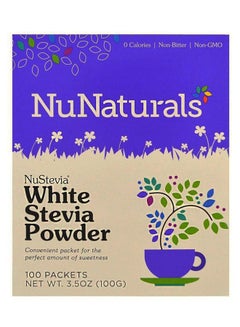 NuNaturals Nustevia White Stevia Powder Packets 100grams Pack of 100  - Image 1