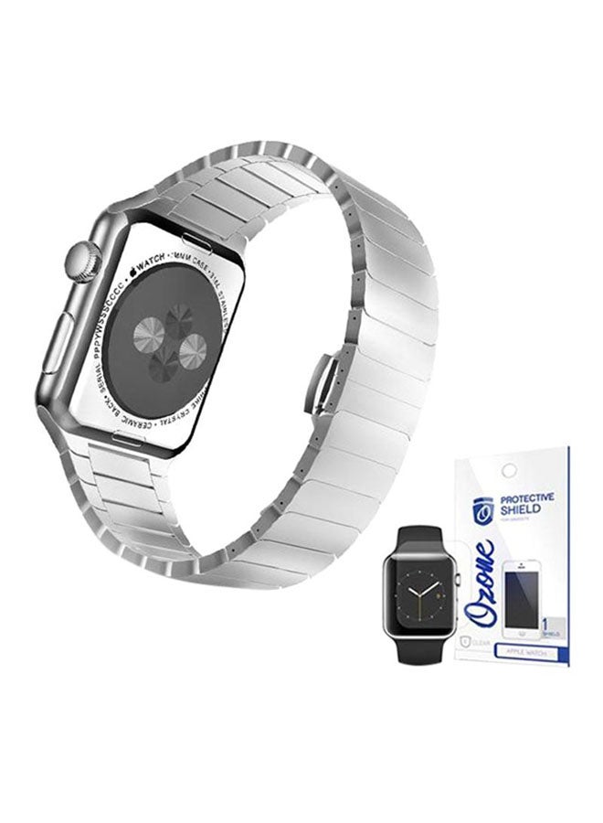 Stainless Steel Rectengular Shaped Smartwatch Silver - Image 1