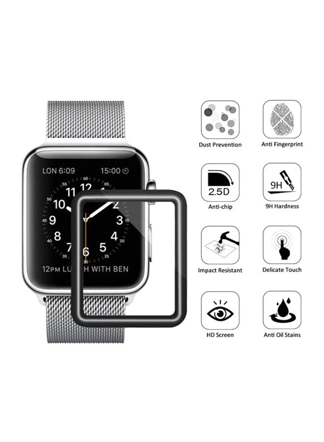 Generic - Anti Fingerprint Tempered Glass Screen Protector For Apple Watch Series 1/2/3 42mm Black/Clear - Image 1