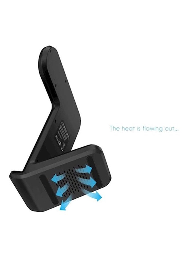Generic - 2-In-1 Qi Wireless Charging Stand For Apple Iphone Xs Max/XR/X/8 Plus And Samsung S9/S8/Note 9/8 With Apple Smartwatch 1/2/3/4 Black - Image 1