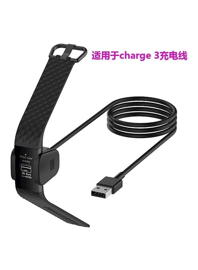 Replacement Charger For Fitbit Charge 3 USB Charging Cable Cord Clip Dock For Fitbit Charge3 Fitness Activity Tracker Black  - Image 2
