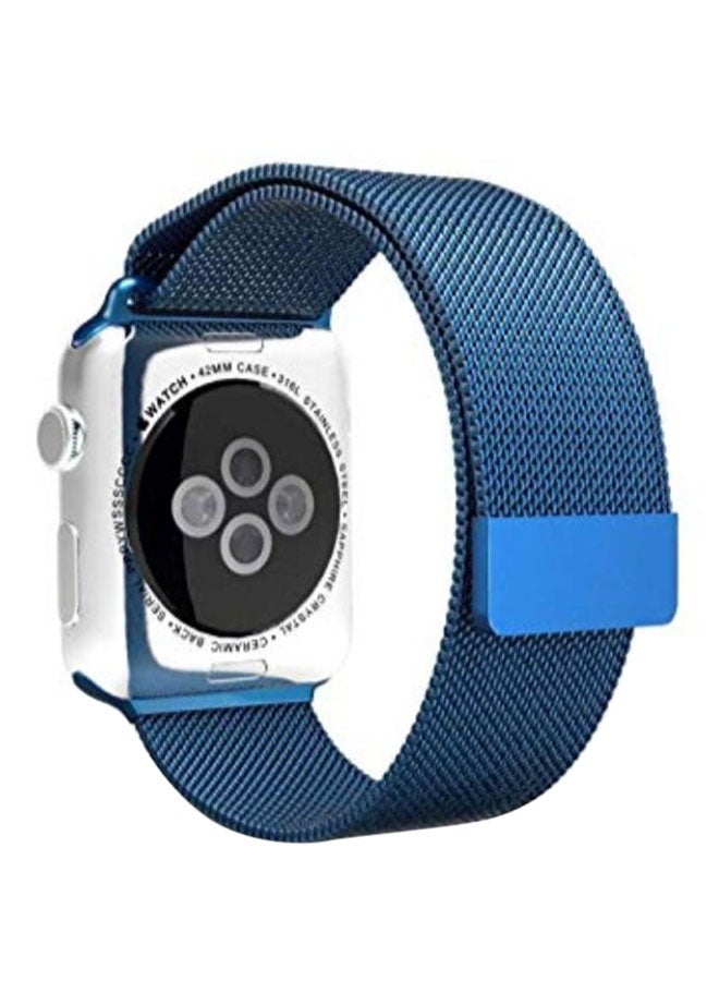 Generic - Stainless Steel Milanese Loop Band With Glass Creen Protector For Apple Watch Blue - Image 1