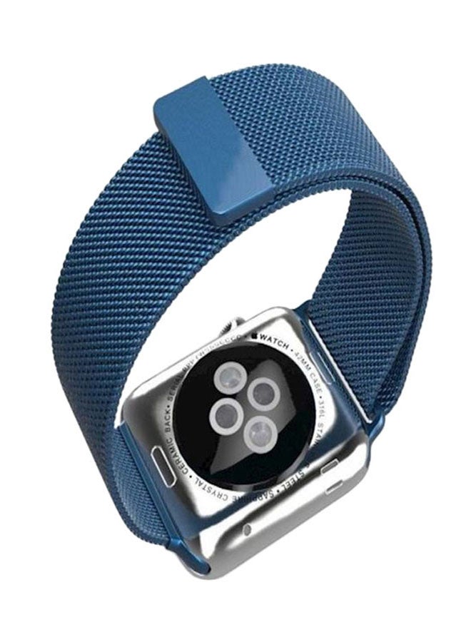 Generic - Stainless Steel Milanese Loop Band With Glass Creen Protector For Apple Watch Blue - Image 1