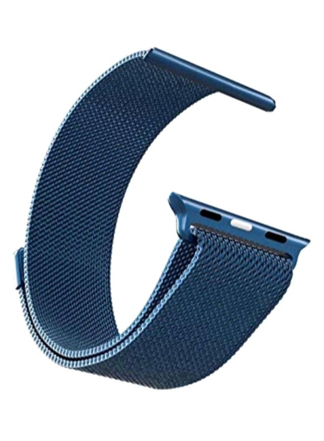 Generic - Stainless Steel Milanese Loop Band With Glass Creen Protector For Apple Watch Blue - Image 1