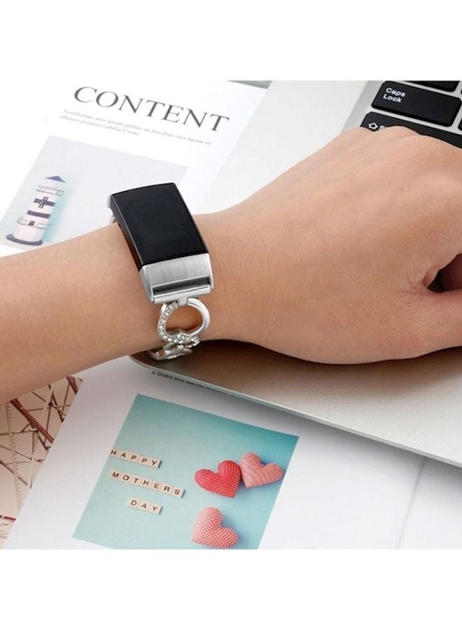 Strap With Rhinestone for Fitbit Charge 3 Silver - Image 3