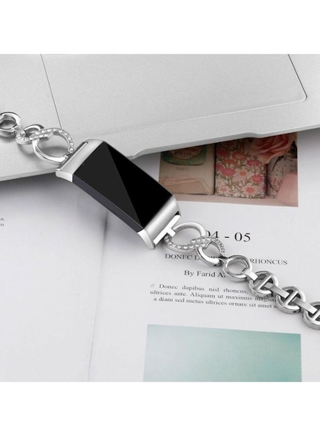 Strap With Rhinestone for Fitbit Charge 3 Silver - Image 2