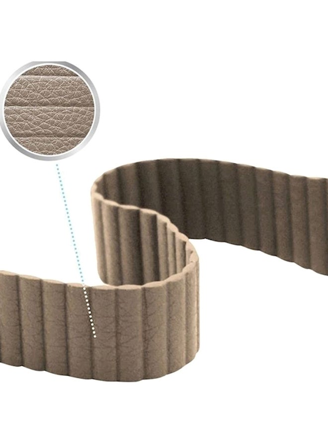 Leather Loop Band With Glass Screen Protector For Smart Watch Beige  - Image 5