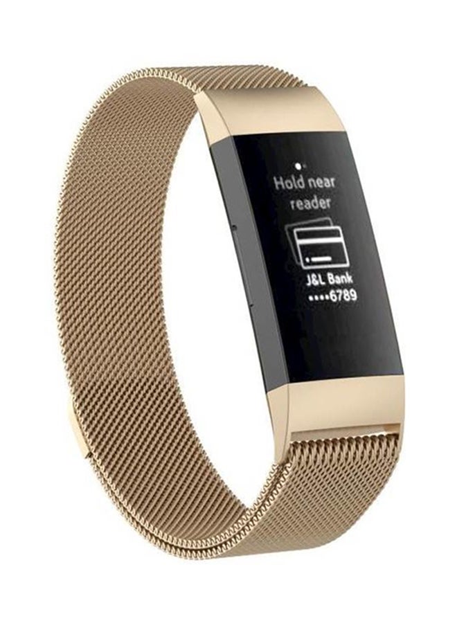 Generic - Fitbit Charge 3 Magnetic Milanese Loop Strap Smart Watch Band Light Gold - Image 1